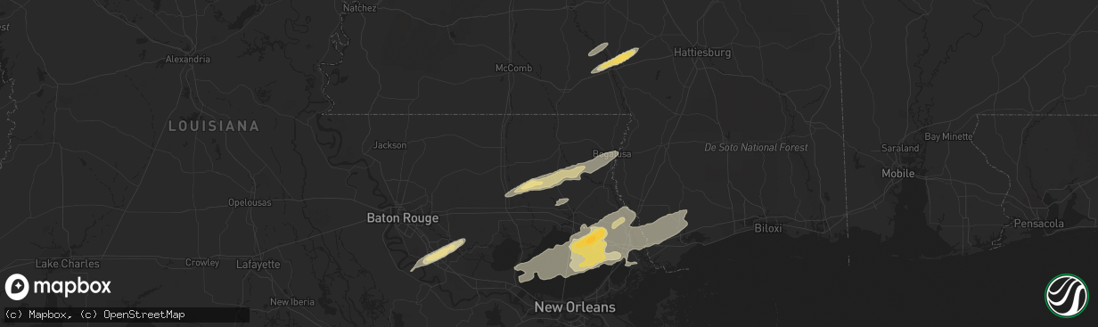 Hail map in Columbia, MS on February 22, 2013