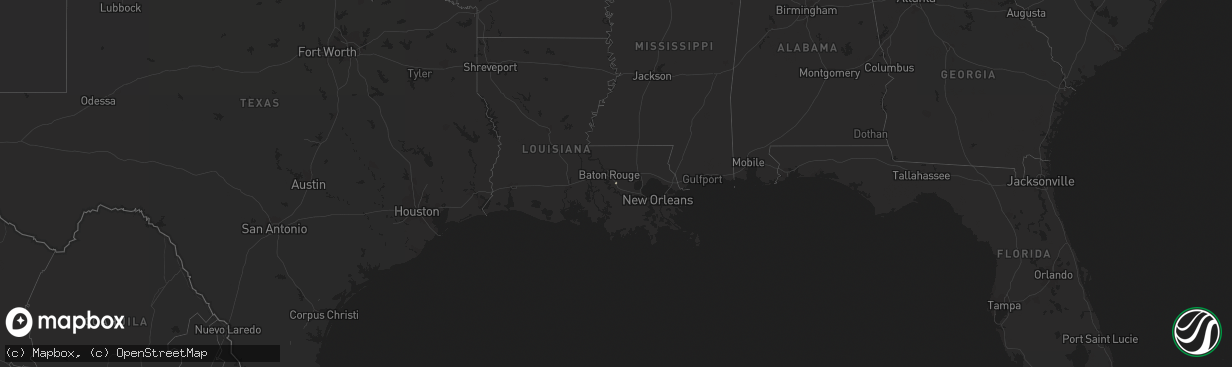 Hail map in Louisiana on February 22, 2014