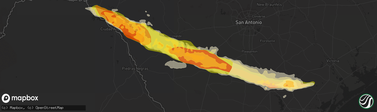 Hail map in Batesville, TX on February 22, 2016