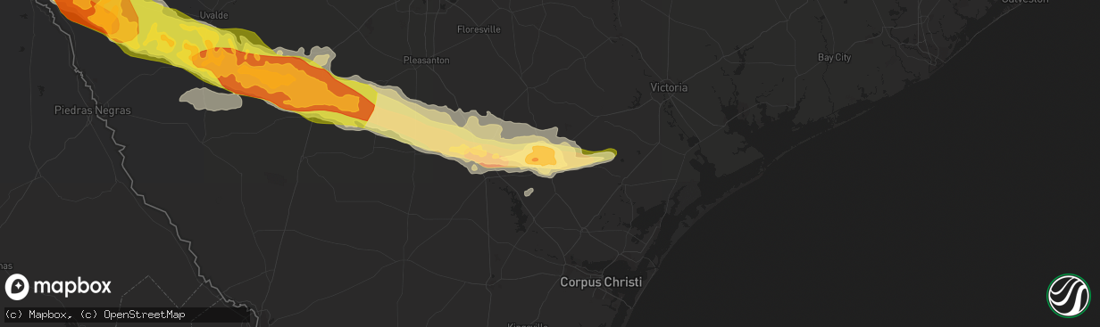 Hail map in Beeville, TX on February 22, 2016