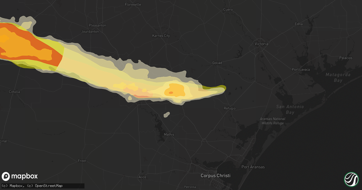 Hail map in Beeville, TX on February 22, 2016