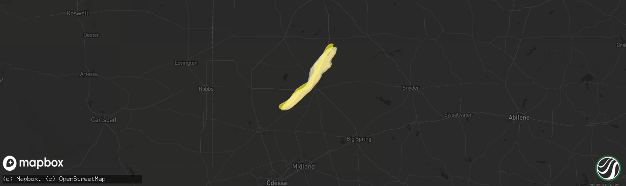 Hail map in Lamesa, TX on February 22, 2016