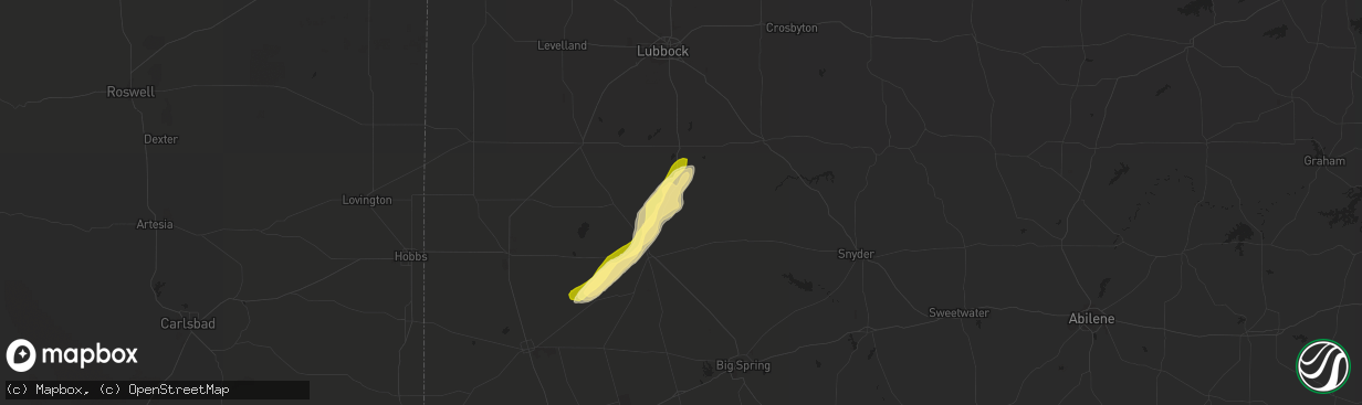 Hail map in Odonnell, TX on February 22, 2016