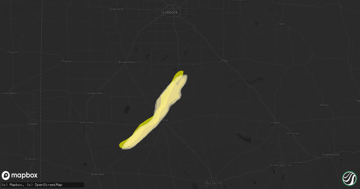 Hail map in Odonnell, TX on February 22, 2016