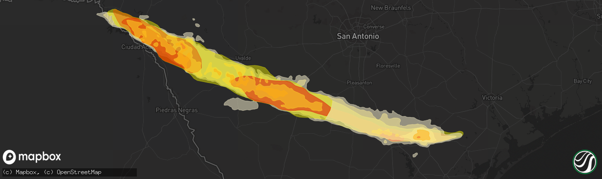 Hail map in Pearsall, TX on February 22, 2016