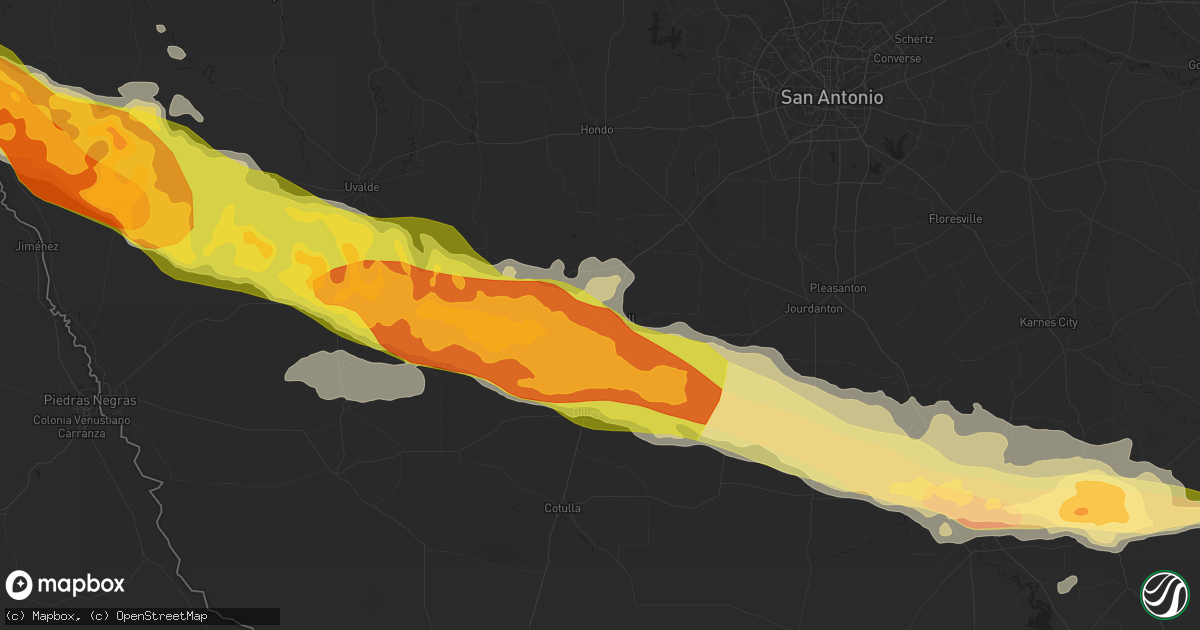 Hail map in Pearsall, TX on February 22, 2016
