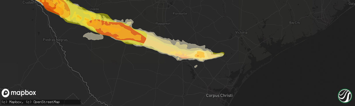 Hail map in Three Rivers, TX on February 22, 2016