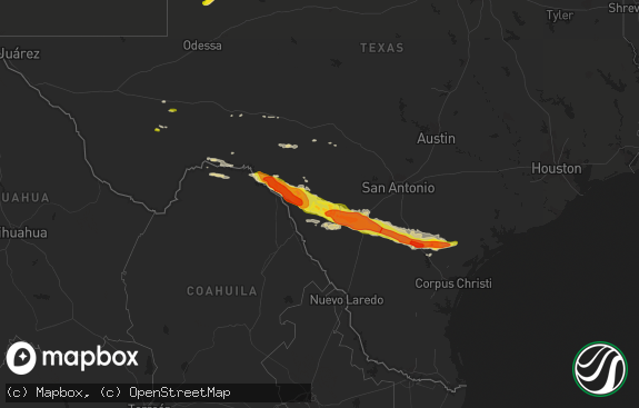 Hail map preview on 02-22-2016
