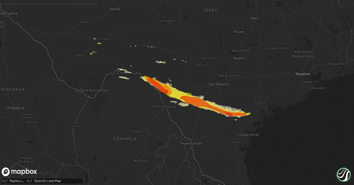 Hail map on February 22, 2016