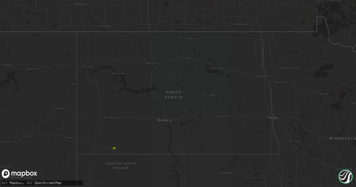 Hail map in North Dakota on February 22, 2017