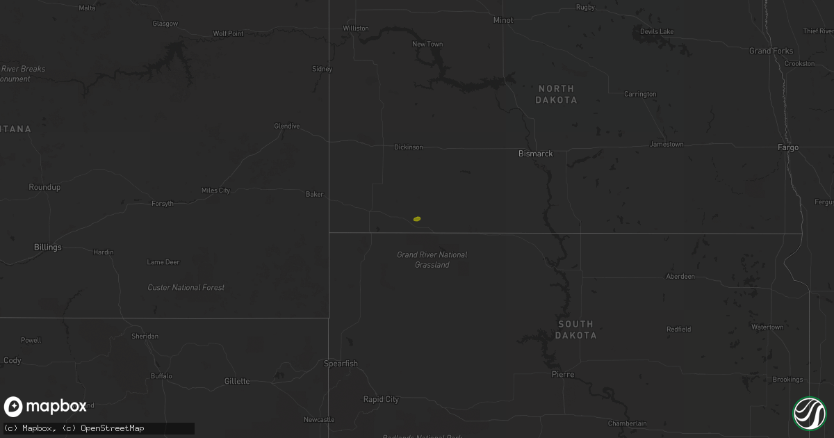 Hail map on February 22, 2017