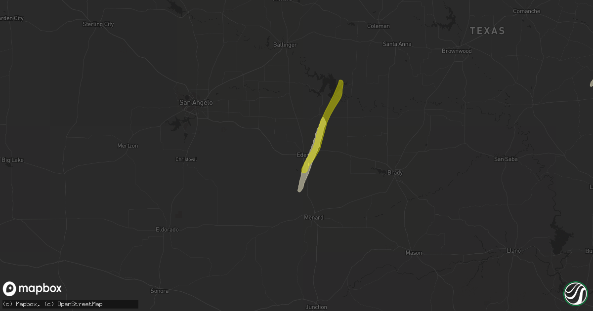 Hail map in Eden, TX on February 22, 2018