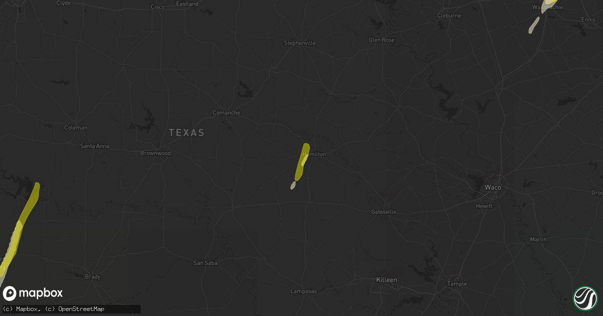 Hail map in Hamilton, TX on February 22, 2018