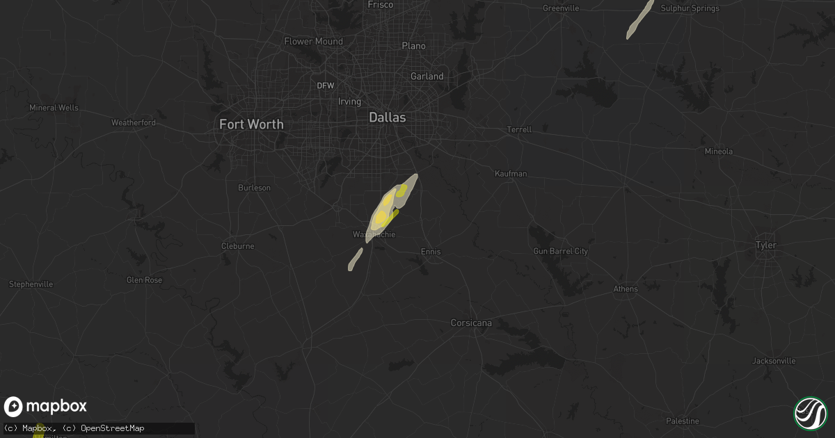 Hail map in Palmer, TX on February 22, 2018
