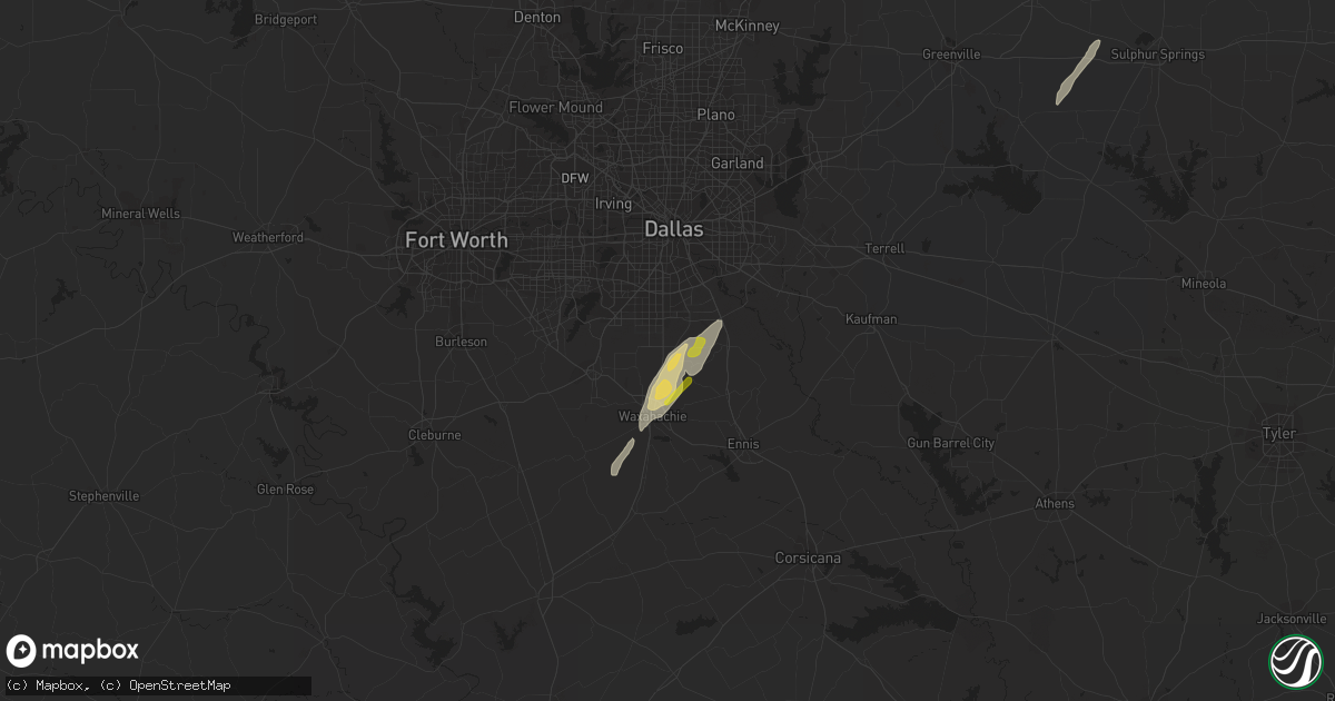 Hail map in Red Oak, TX on February 22, 2018