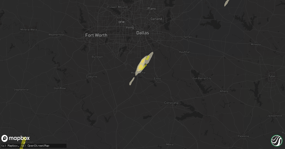 Hail map in Waxahachie, TX on February 22, 2018