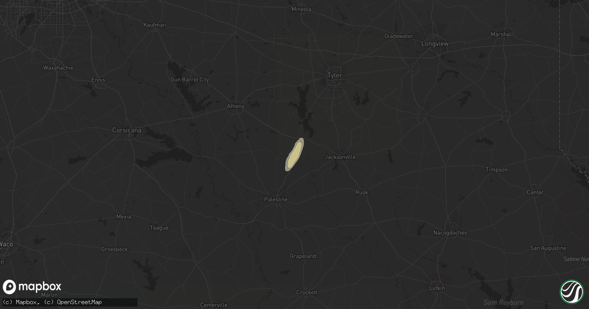 Hail map in Frankston, TX on February 22, 2019