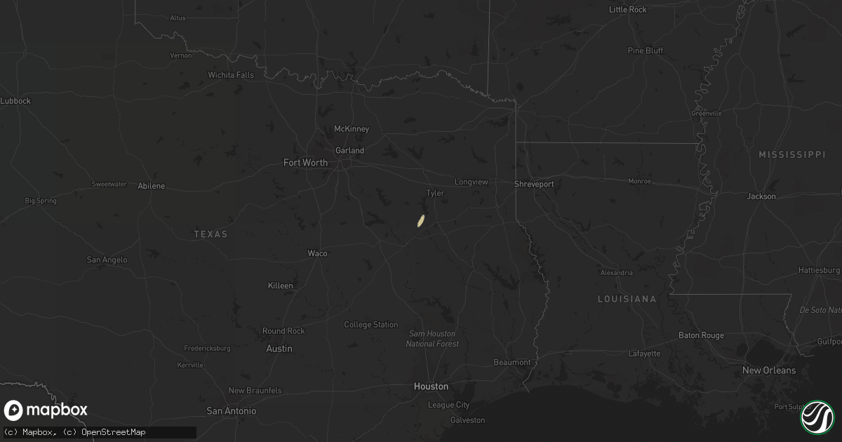 Hail map in Texas on February 22, 2019