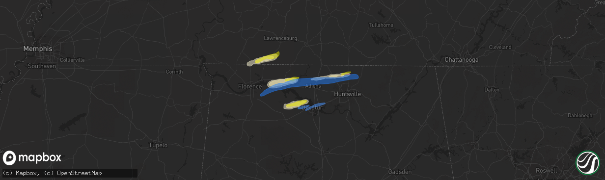 Hail map in Athens, AL on February 22, 2022