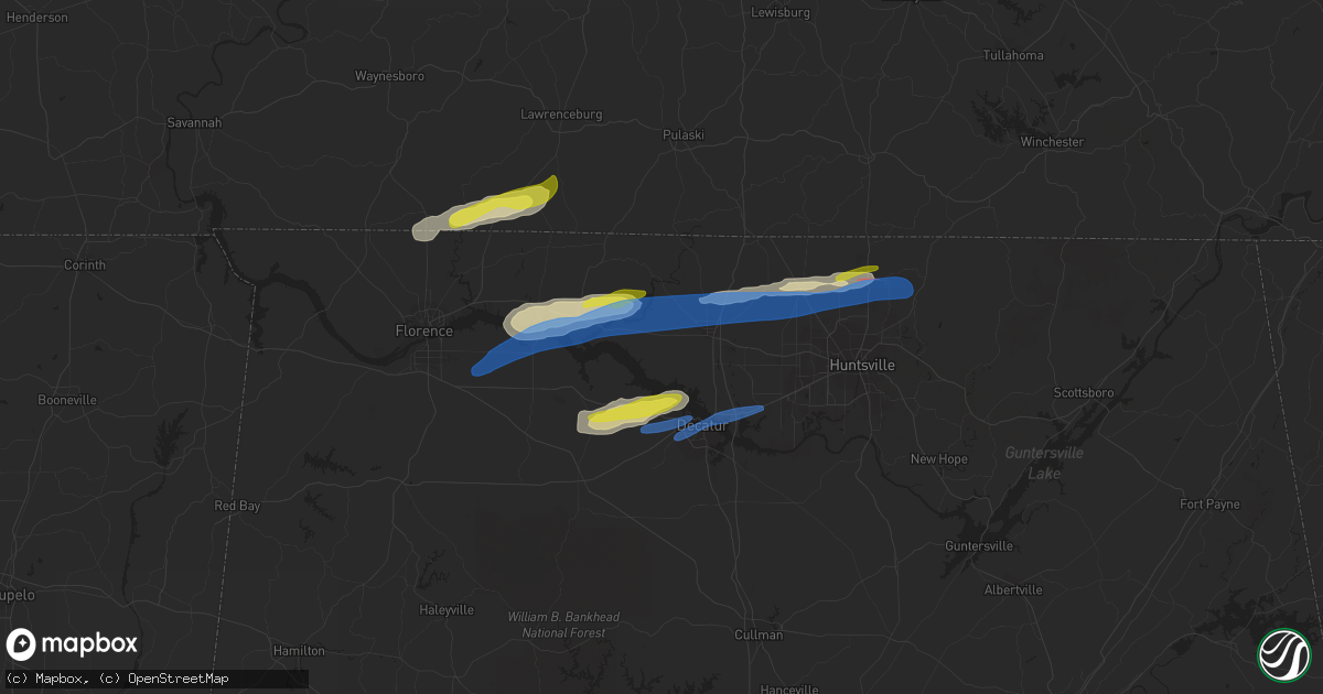 Hail map in Athens, AL on February 22, 2022