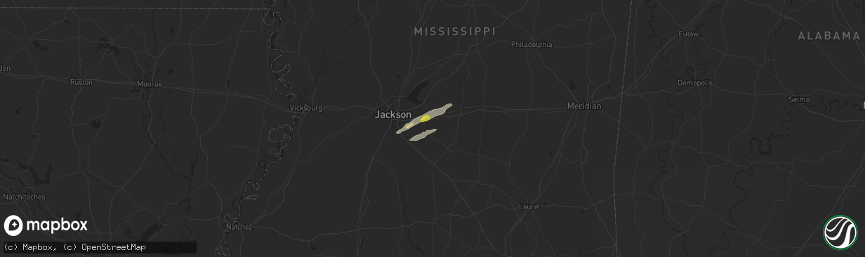 Hail map in Brandon, MS on February 22, 2022