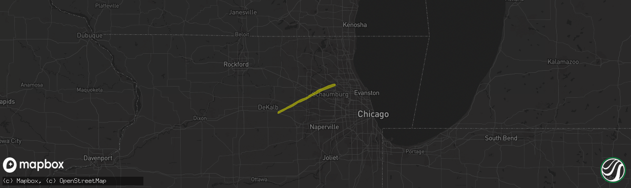 Hail map in Elgin, IL on February 22, 2022