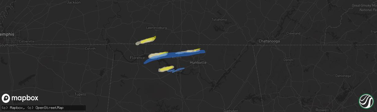 Hail map in Harvest, AL on February 22, 2022