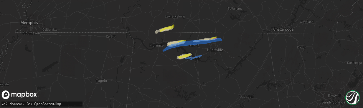 Hail map in Hillsboro, AL on February 22, 2022