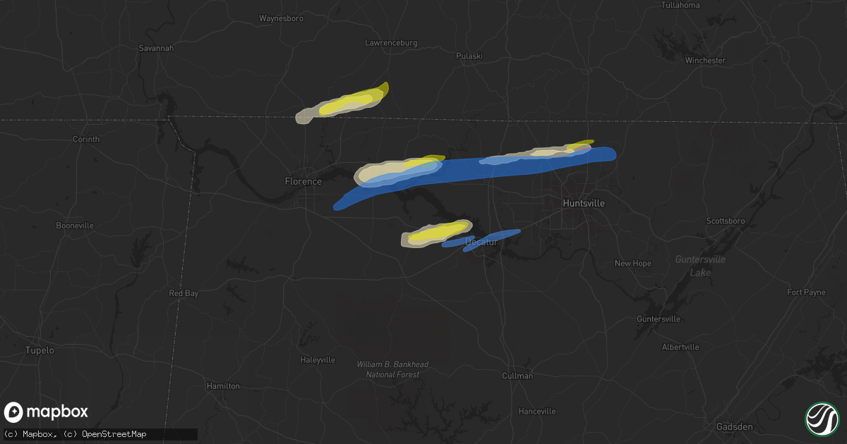 Hail map in Hillsboro, AL on February 22, 2022