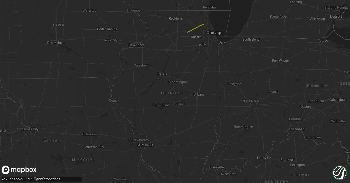 Hail map in Illinois on February 22, 2022