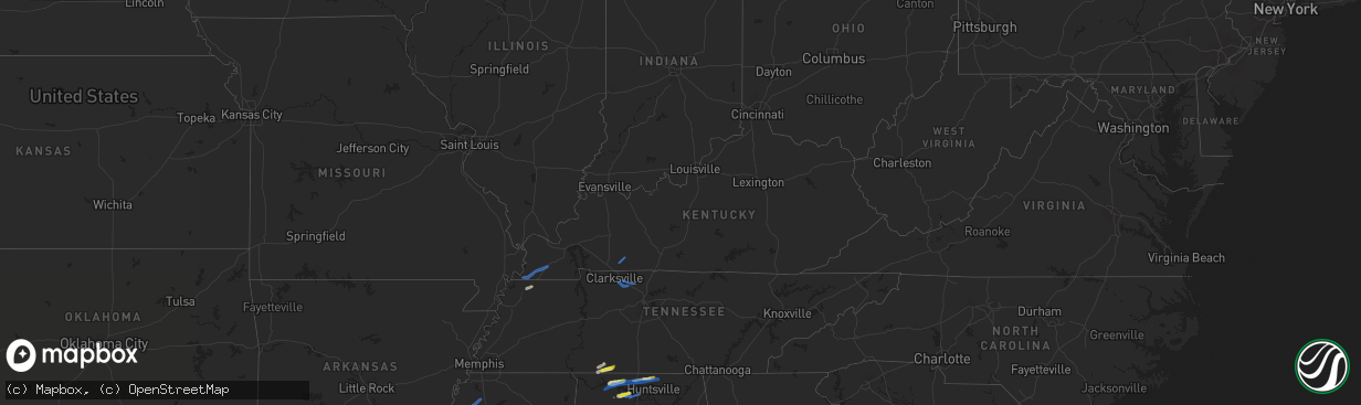 Hail map in Kentucky on February 22, 2022