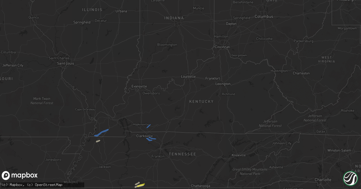 Hail map in Kentucky on February 22, 2022