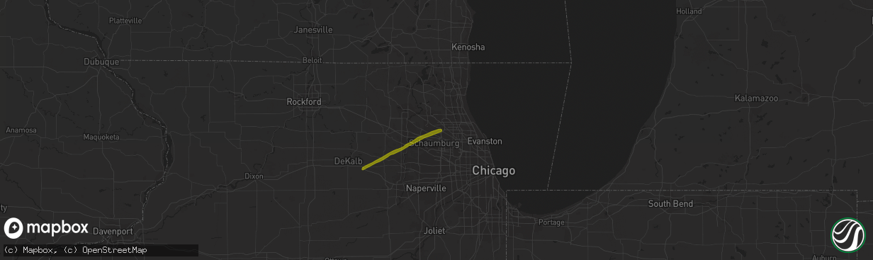 Hail map in Palatine, IL on February 22, 2022