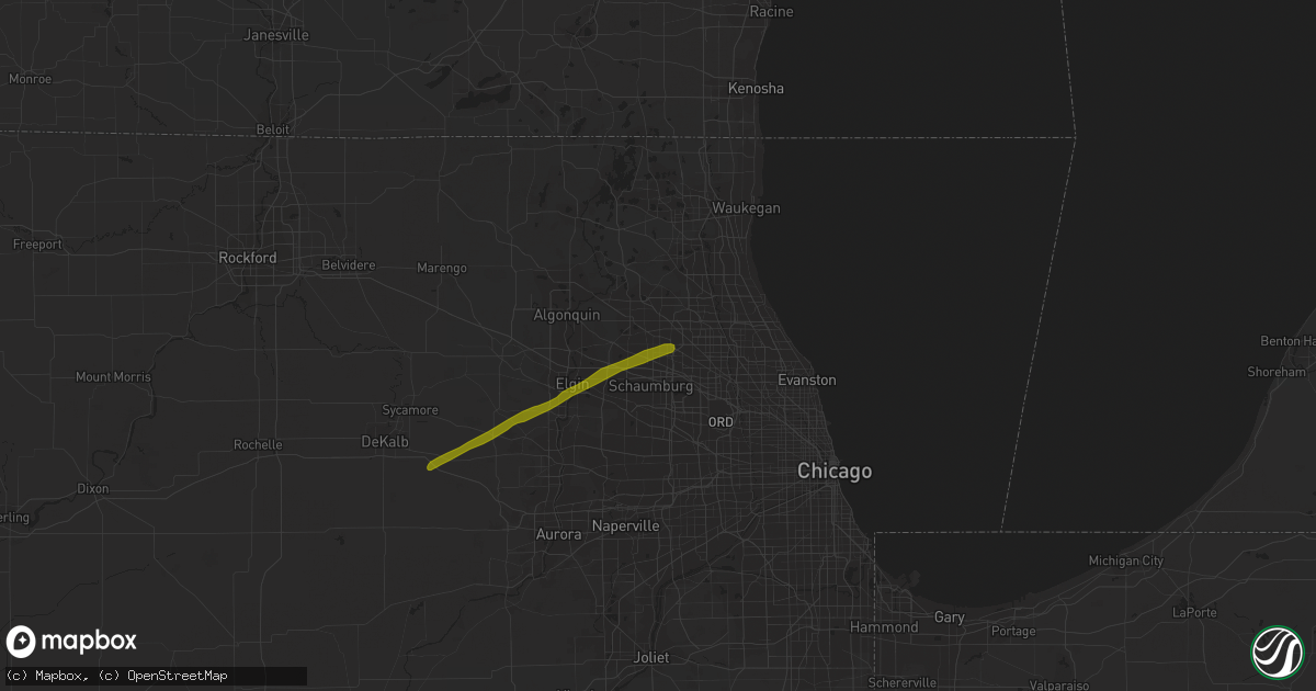 Hail map in Palatine, IL on February 22, 2022
