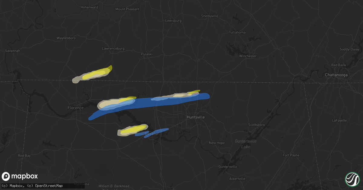Hail map in Toney, AL on February 22, 2022