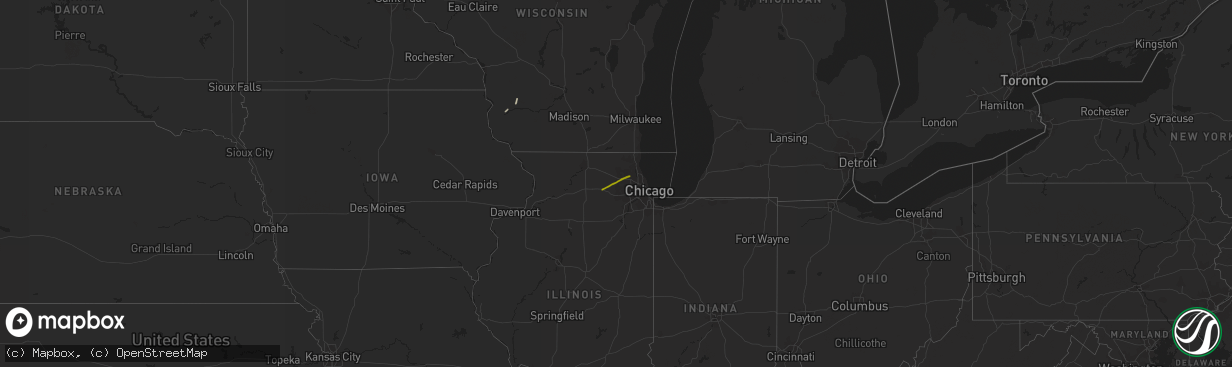 Hail map on February 22, 2022