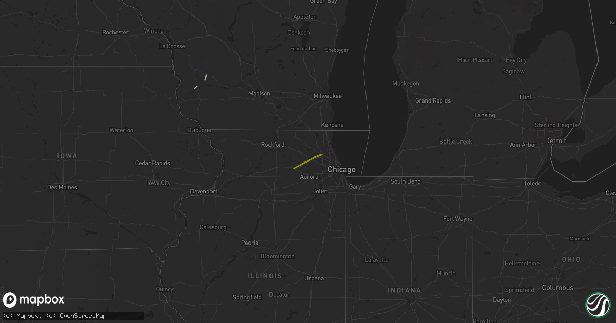 Hail map on February 22, 2022