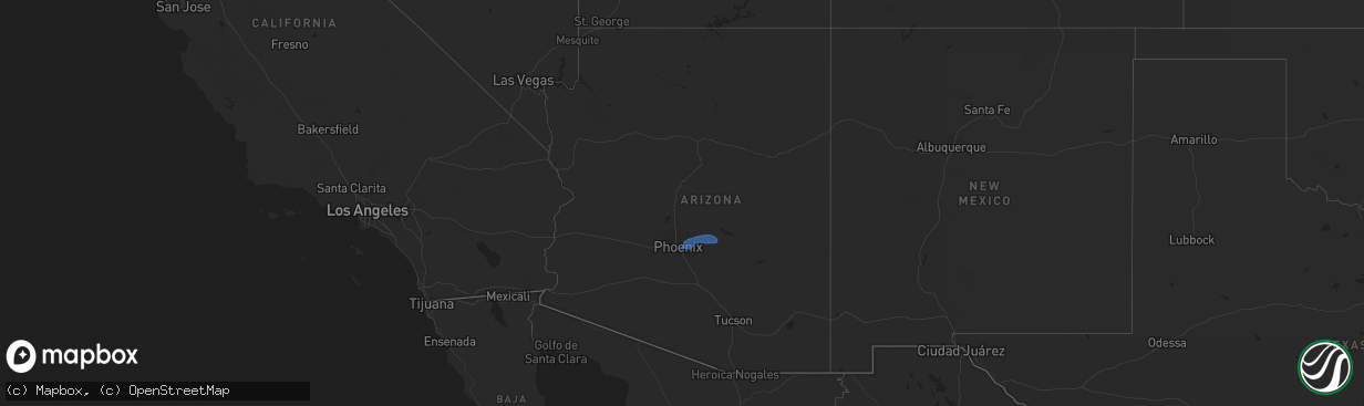 Hail map in Arizona on February 22, 2023