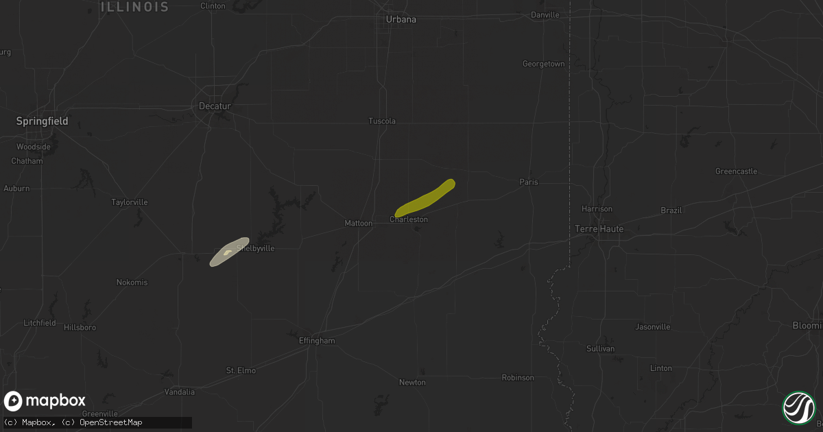 Hail map in Charleston, IL on February 22, 2023