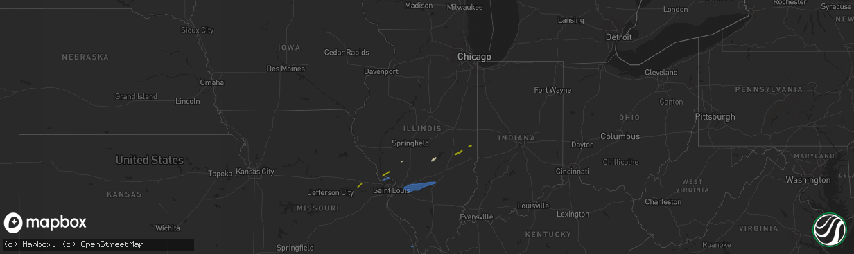 Hail map in Illinois on February 22, 2023