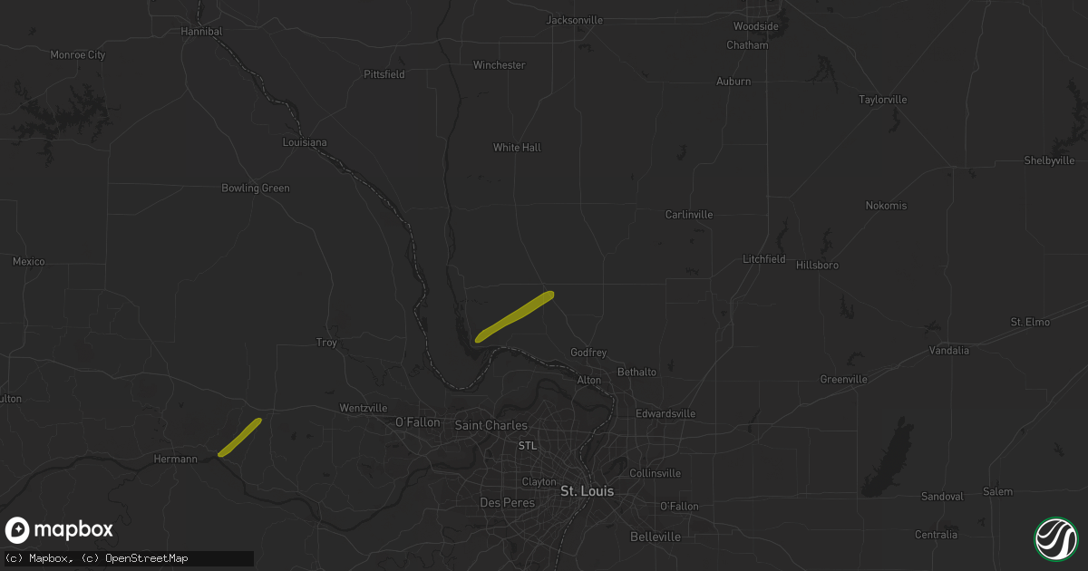 Hail map in Jerseyville, IL on February 22, 2023