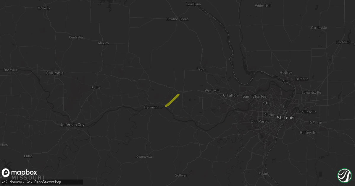 Hail map in Warrenton, MO on February 22, 2023