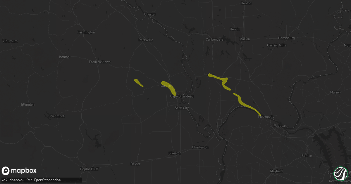 Hail map in Cape Girardeau, MO on February 22, 2024