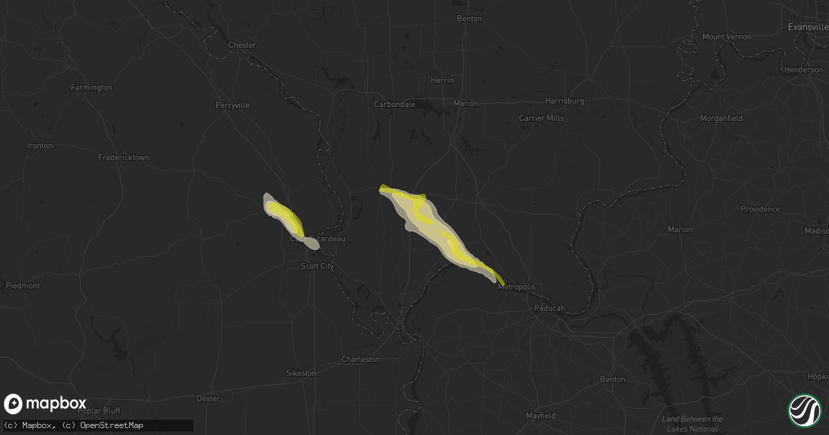 Hail map in Dongola, IL on February 22, 2024