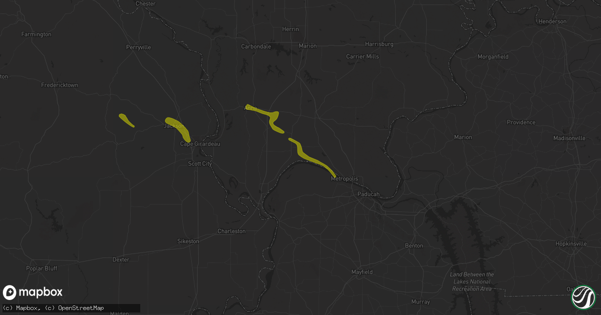 Hail map in Grand Chain, IL on February 22, 2024