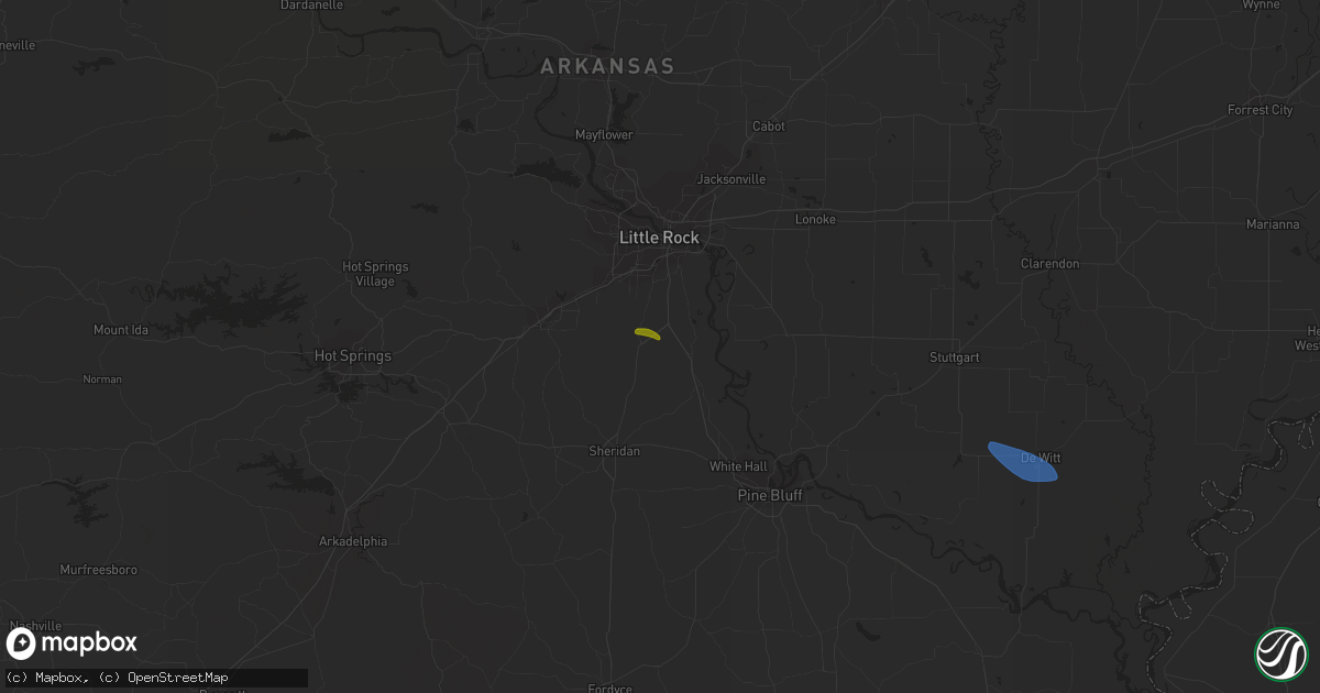 Hail map in Hensley, AR on February 22, 2024