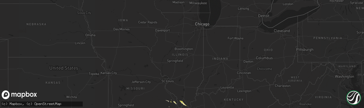 Hail map in Illinois on February 22, 2024