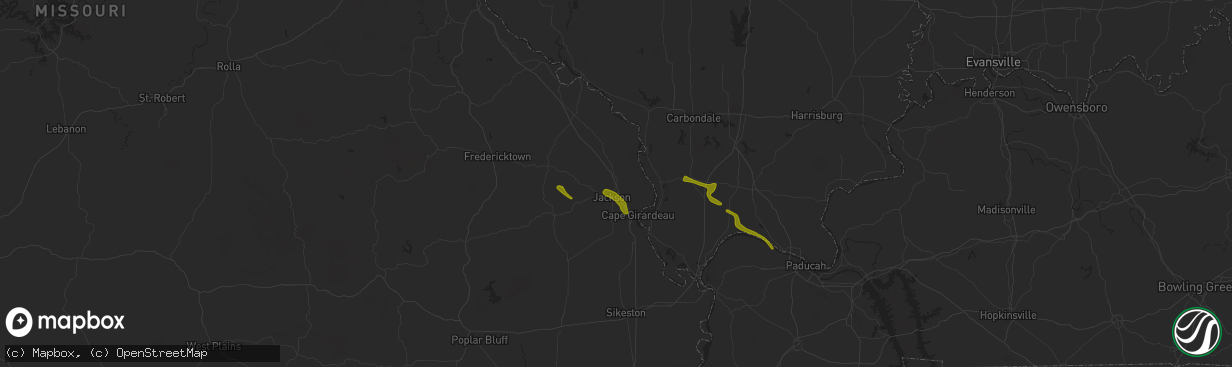 Hail map in Jackson, MO on February 22, 2024