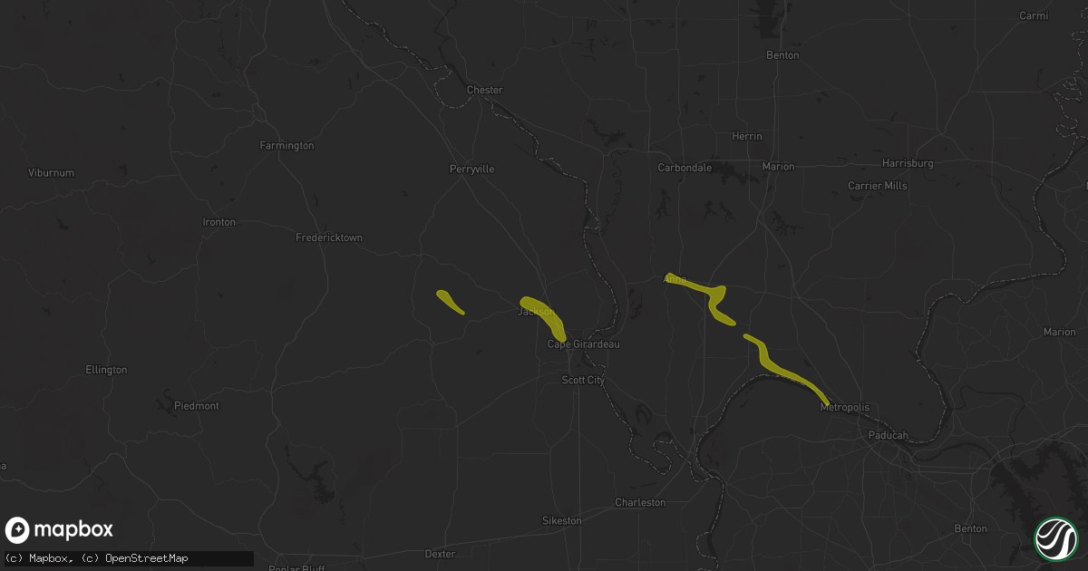 Hail map in Jackson, MO on February 22, 2024