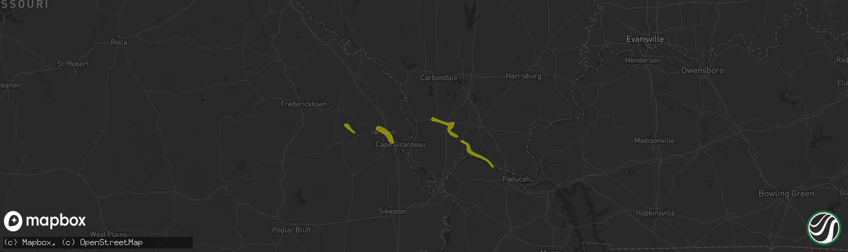 Hail map in Jonesboro, IL on February 22, 2024